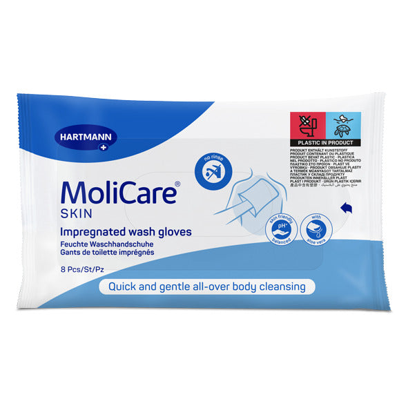 MoliCare Skin Impregnated Wash Gloves 8 Pack