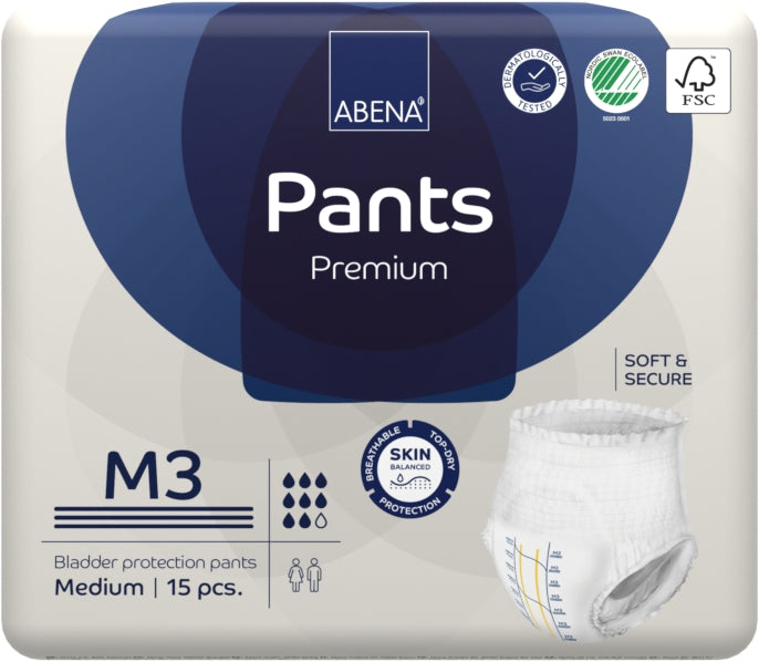 Abena Pants M3 Medium Waist 80 110cm Unisex 2400ml White/ Blue Stripe
