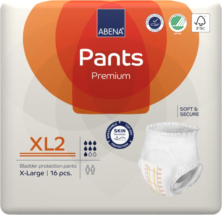 Abena Pants XL2 Extra Large Waist 130 170cm Unisex 1900ml White/ Orange Stripe